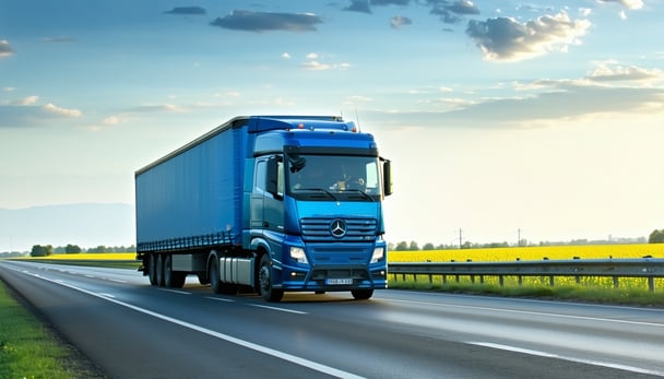 Illustration of a truck on the road representing logistics and freight management. Illustration of a truck on the road representing logistics and freight management.